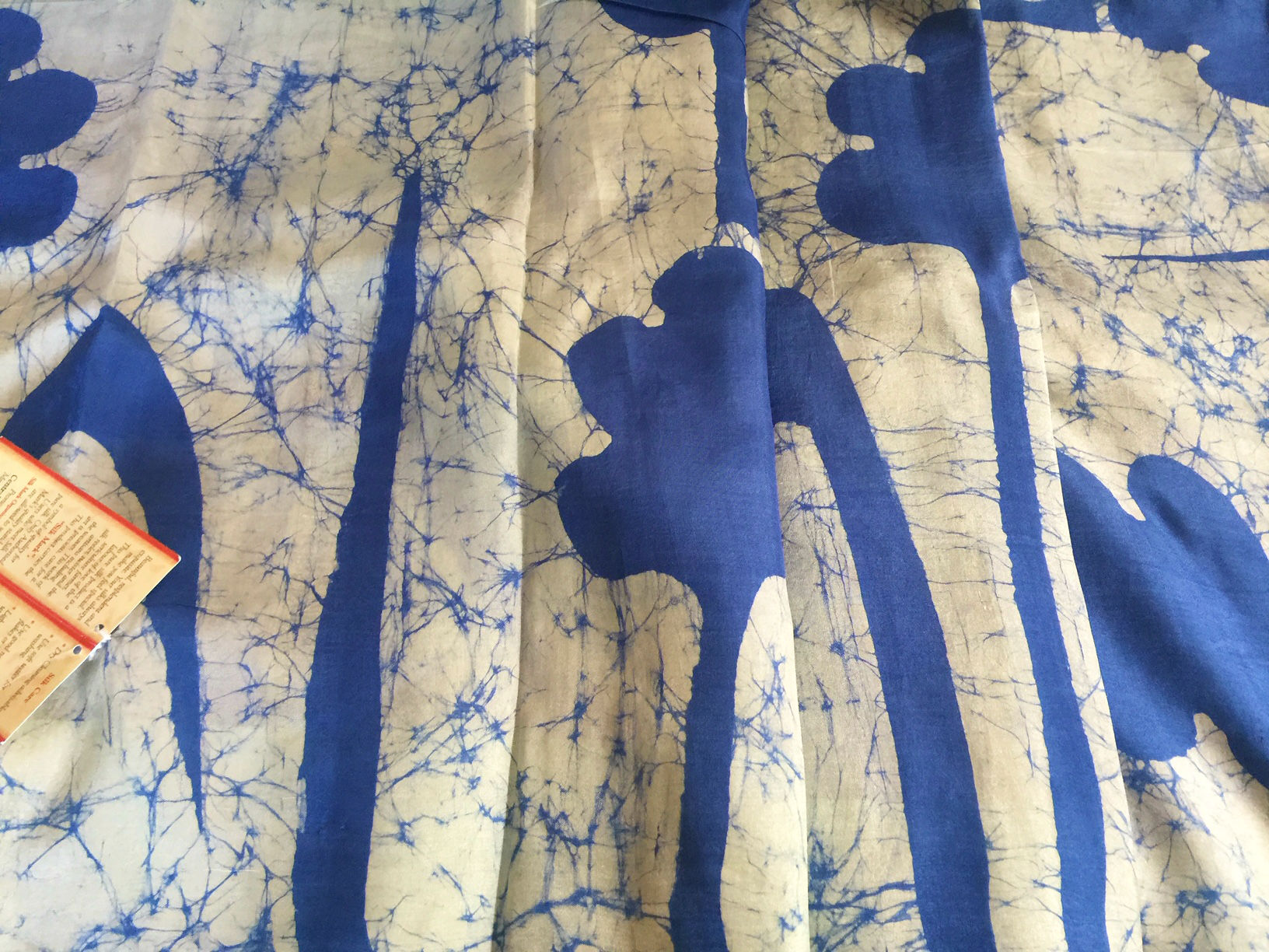 Batik White and Blue Silk - Click Image to Close