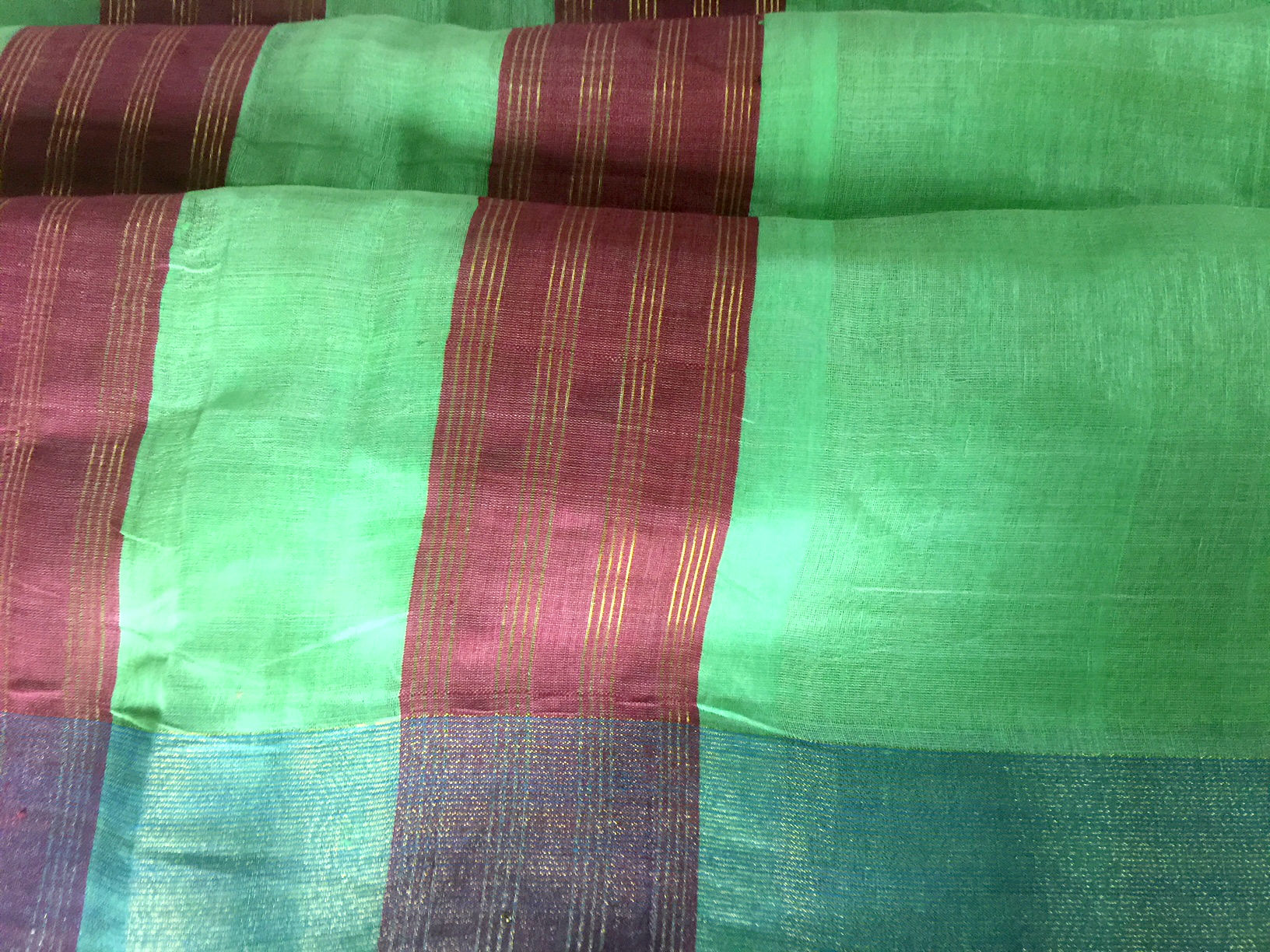 Sale!50% Off! Linen Parakeet Green with Marsala Accents
