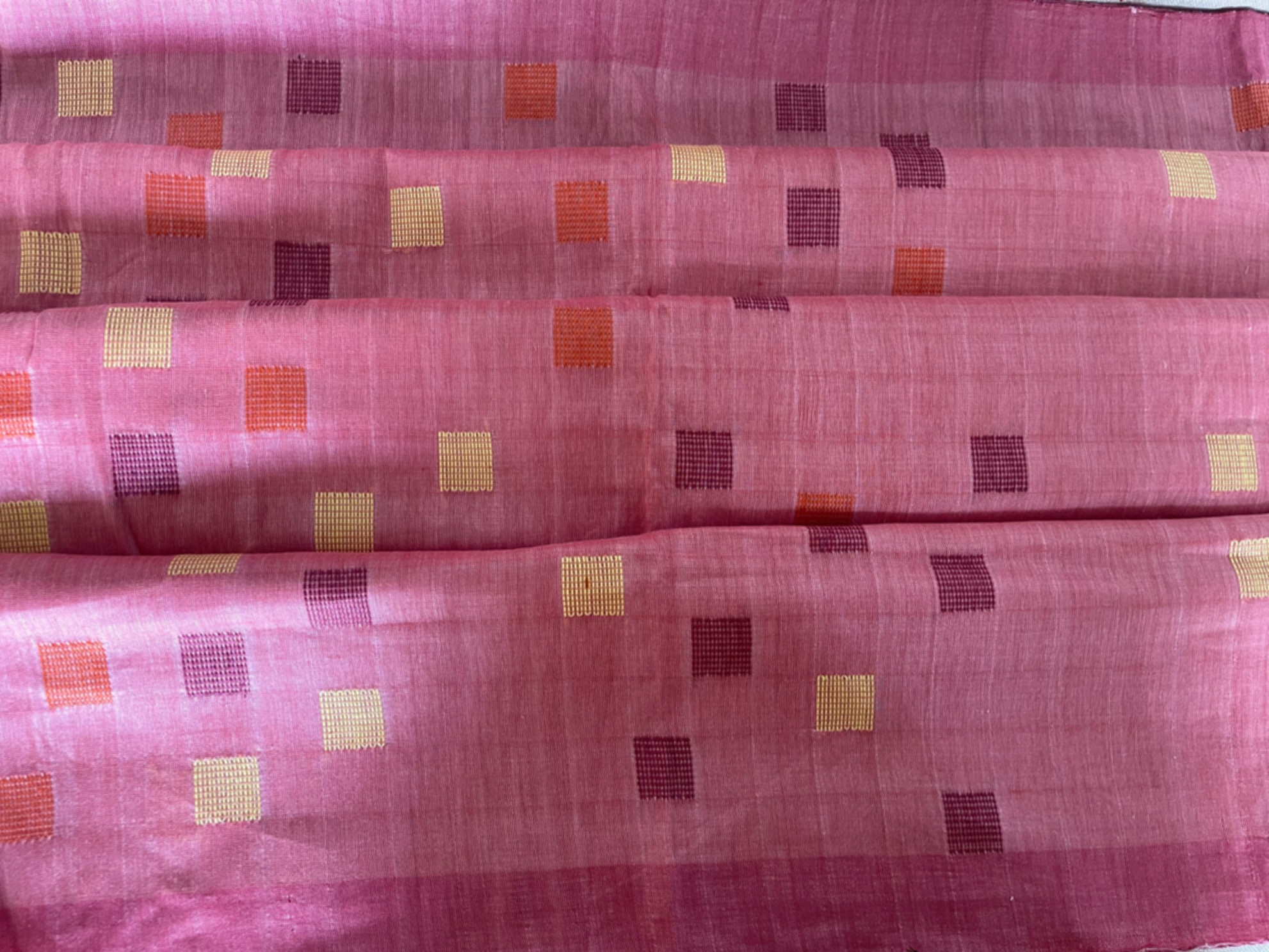 Bihar Linen Pink with Square Motifs